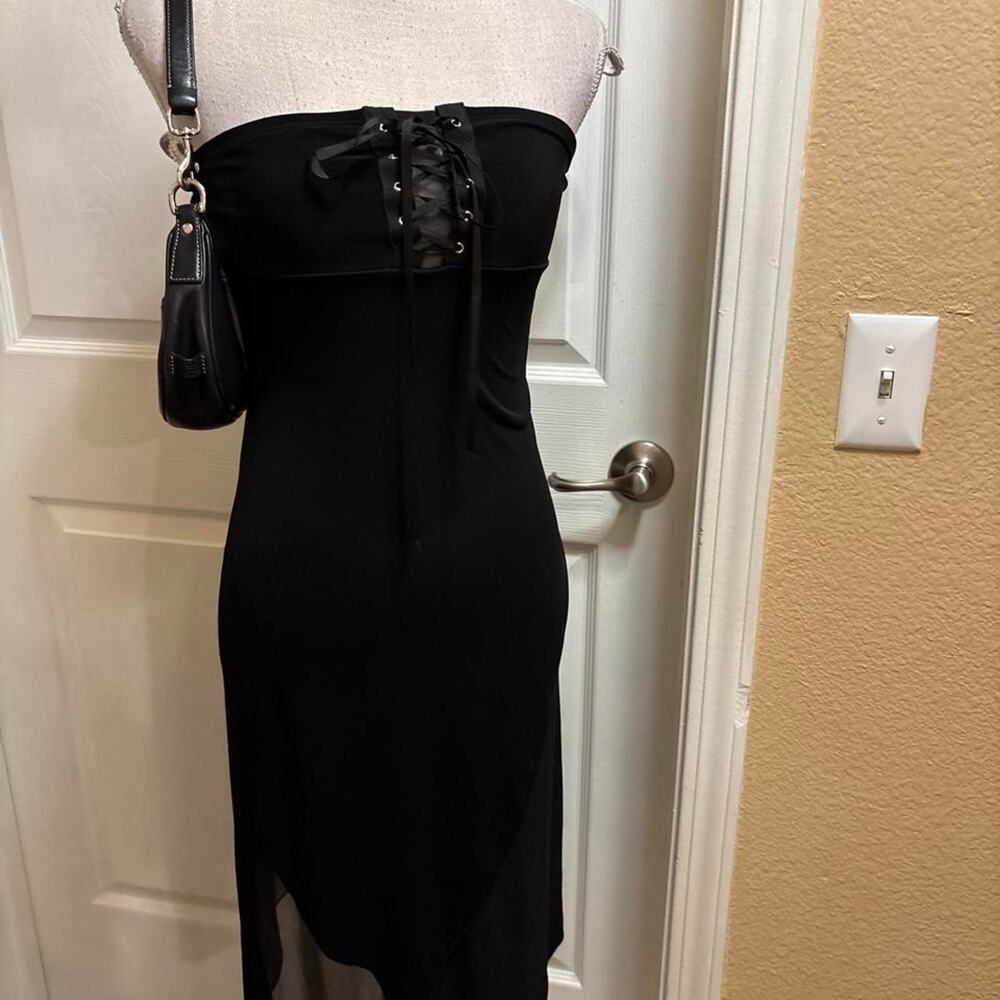 Y2k VOVO black strapless midi dress.